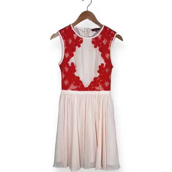 Ted Baker Floral Red and Cream Mini Dress - Picture 9 of 13